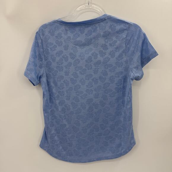 TOMMY BAHAMA Womens Island Zone V-Neck T- Shirt Size S Blue Pineapple Summer - Picture 3 of 7